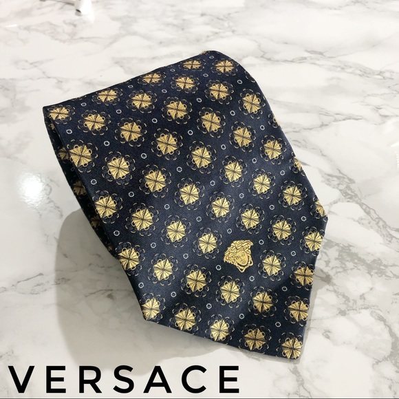 Versace Other - Versace Monogram Medusa Square Print Silk Tie EUC